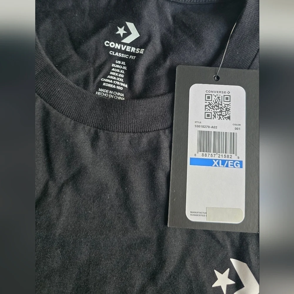 Converse Casual T-shirt Size XL kids Black Logo Short Sleeve T